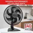 Ventilador de Mesa Arno 140W 40cm 6 Pás 3 Velocidades Preto VE2E 110V
